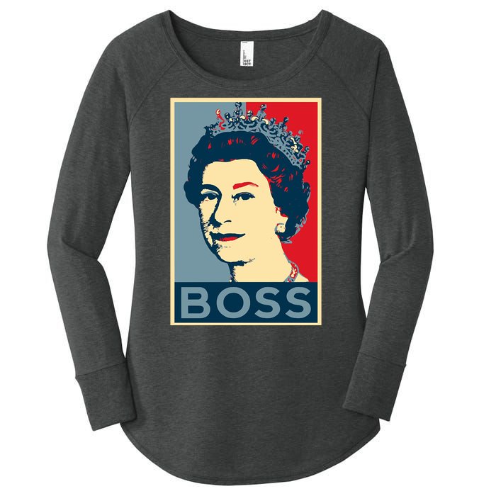 Boss Queen Elizabeth Retro Vintage Women's Perfect Tri Tunic Long Sleeve Shirt