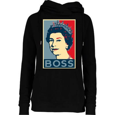 Boss Queen Elizabeth Retro Vintage Womens Funnel Neck Pullover Hood