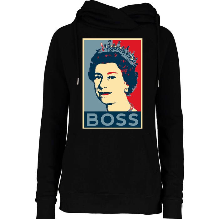 Boss Queen Elizabeth Retro Vintage Womens Funnel Neck Pullover Hood