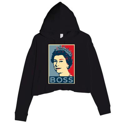 Boss Queen Elizabeth Retro Vintage Crop Fleece Hoodie