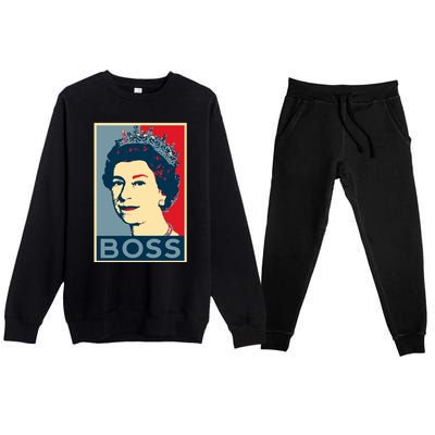 Boss Queen Elizabeth Retro Vintage Premium Crewneck Sweatsuit Set