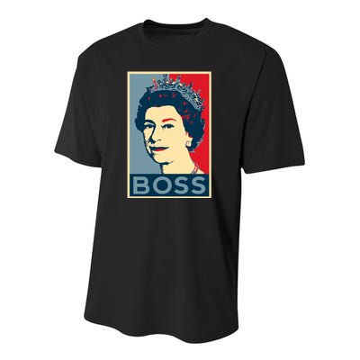 Boss Queen Elizabeth Retro Vintage Youth Performance Sprint T-Shirt