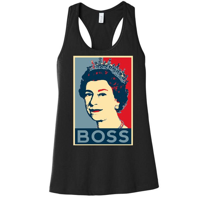 Boss Queen Elizabeth Retro Vintage Women's Racerback Tank