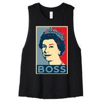 Boss Queen Elizabeth Retro Vintage Women's Racerback Cropped Tank