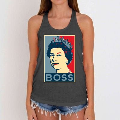 Boss Queen Elizabeth Retro Vintage Women's Knotted Racerback Tank