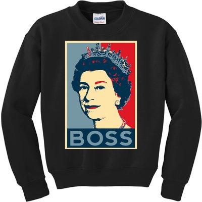 Boss Queen Elizabeth Retro Vintage Kids Sweatshirt