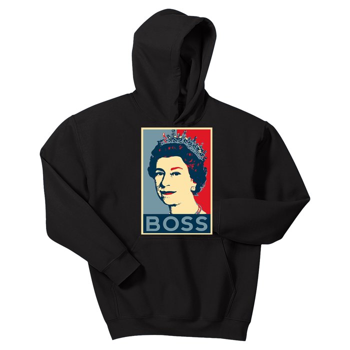 Boss Queen Elizabeth Retro Vintage Kids Hoodie