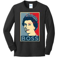 Boss Queen Elizabeth Retro Vintage Kids Long Sleeve Shirt