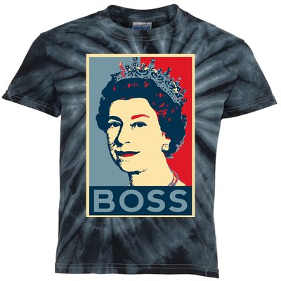 Boss Queen Elizabeth Retro Vintage Kids Tie-Dye T-Shirt