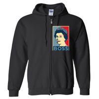 Boss Queen Elizabeth Retro Vintage Full Zip Hoodie