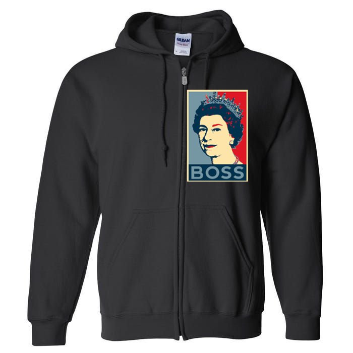 Boss Queen Elizabeth Retro Vintage Full Zip Hoodie