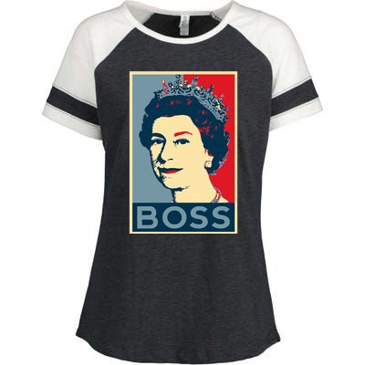 Boss Queen Elizabeth Retro Vintage Enza Ladies Jersey Colorblock Tee