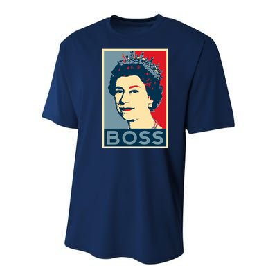 Boss Queen Elizabeth Retro Vintage Youth Performance Sprint T-Shirt