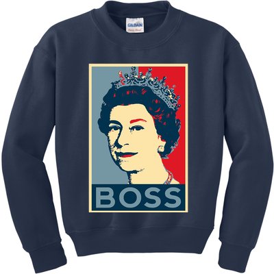 Boss Queen Elizabeth Retro Vintage Kids Sweatshirt