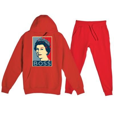 Boss Queen Elizabeth Retro Vintage Premium Hooded Sweatsuit Set