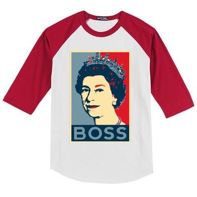 Boss Queen Elizabeth Retro Vintage Kids Colorblock Raglan Jersey