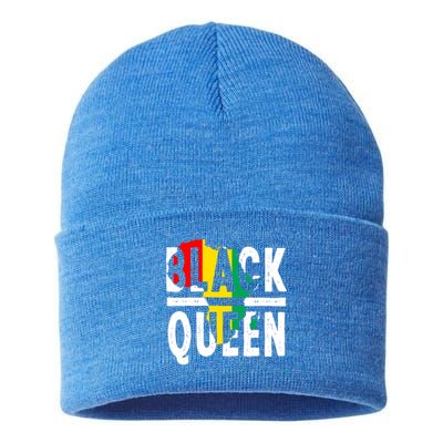 Black Queen Funny Africa Map History Pride Month Gift Sustainable Knit Beanie