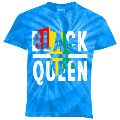 Black Queen Funny Africa Map History Pride Month Gift Kids Tie-Dye T-Shirt