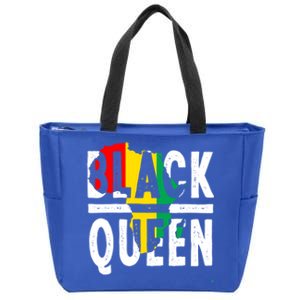 Black Queen Funny Africa Map History Pride Month Gift Zip Tote Bag