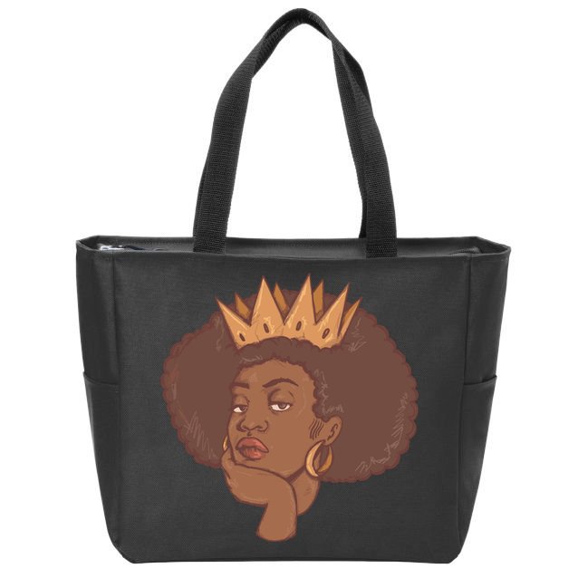 Black Queen Female Zip Tote Bag