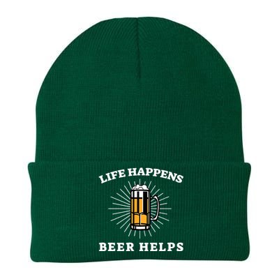 Beer Quote Funny Life Happens Helps Drink Festival Drinking Knit Cap Winter Beanie