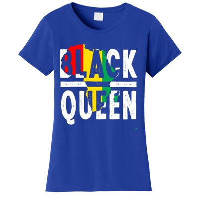 Black Queen Funny Africa Map History Pride Month Gift Gift Women's T-Shirt