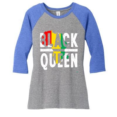 Black Queen Funny Africa Map History Pride Month Gift Gift Women's Tri-Blend 3/4-Sleeve Raglan Shirt