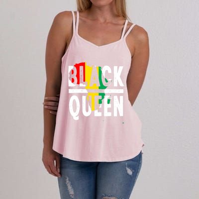 Black Queen Funny Africa Map History Pride Month Gift Gift Women's Strappy Tank