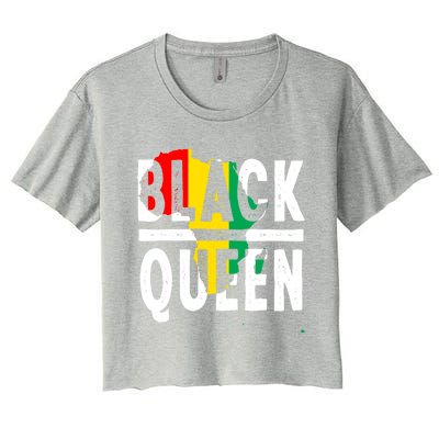 Black Queen Funny Africa Map History Pride Month Gift Gift Women's Crop Top Tee