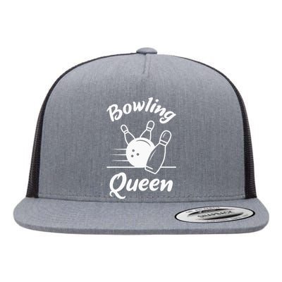 Bowling Queen Funny Bowler Mom Bowl Mothers Day Flat Bill Trucker Hat