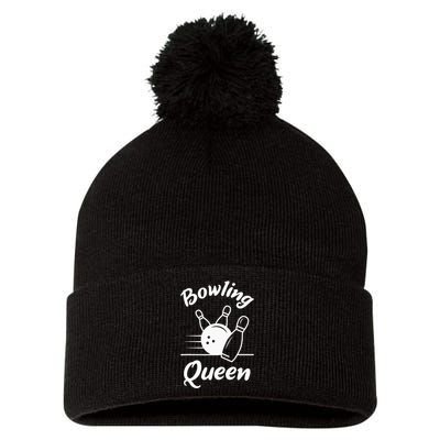 Bowling Queen Funny Bowler Mom Bowl Mothers Day Pom Pom 12in Knit Beanie