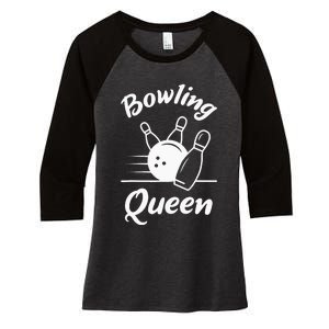 Bowling Queen Funny Bowler Mom Bowl Mothers Day Women's Tri-Blend 3/4-Sleeve Raglan Shirt