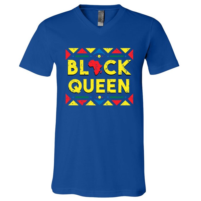 Black Queen Funny Gift African Roots Black History Month Gift V-Neck T-Shirt