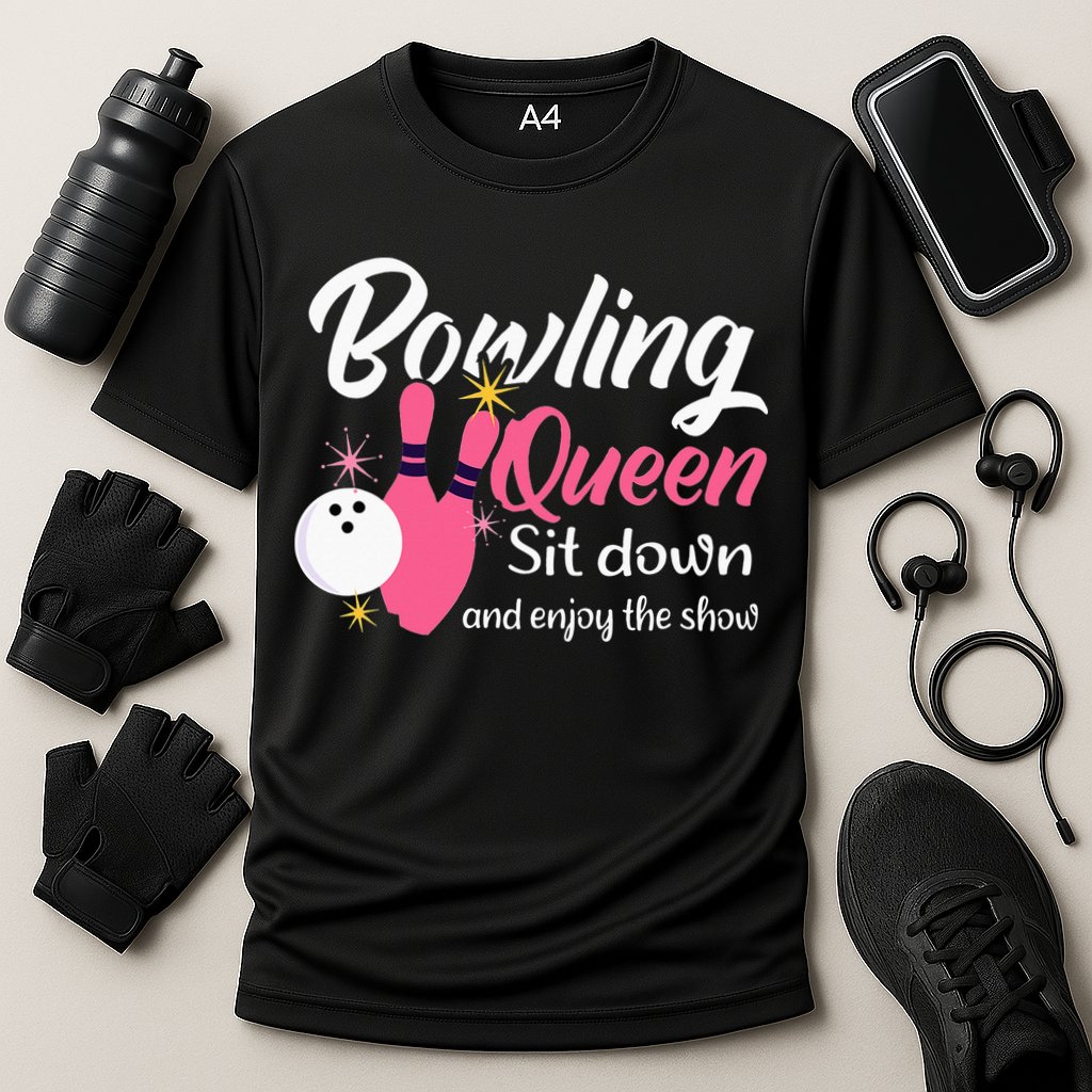 Bowling Queen, Funny Bowling Cooling Performance Crew T-Shirt