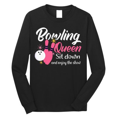 Bowling Queen, Funny Bowling Long Sleeve Shirt