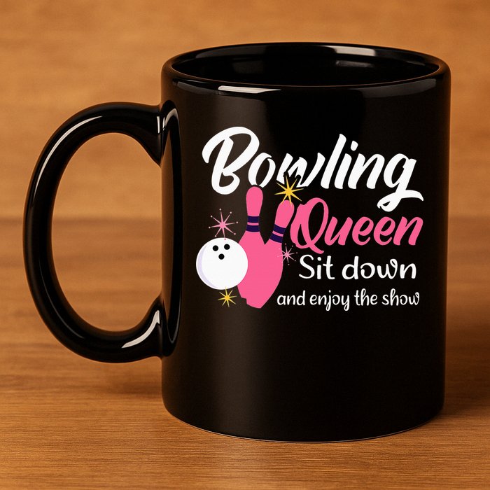 Bowling Queen, Funny Bowling 11oz C Handle Ceramic Mug