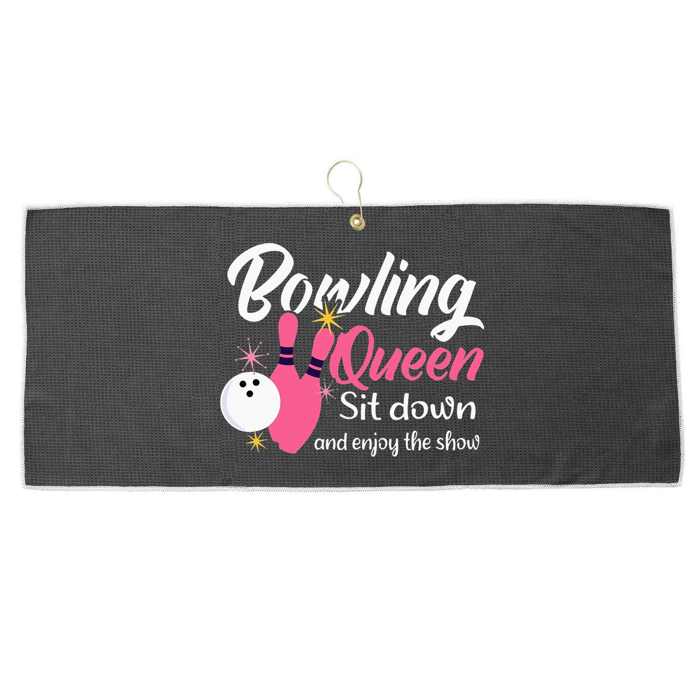 Bowling Queen, Funny Bowling Large Microfiber Waffle Golf Towel
