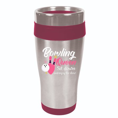 Bowling Queen, Funny Bowling 16oz Travel Tumbler