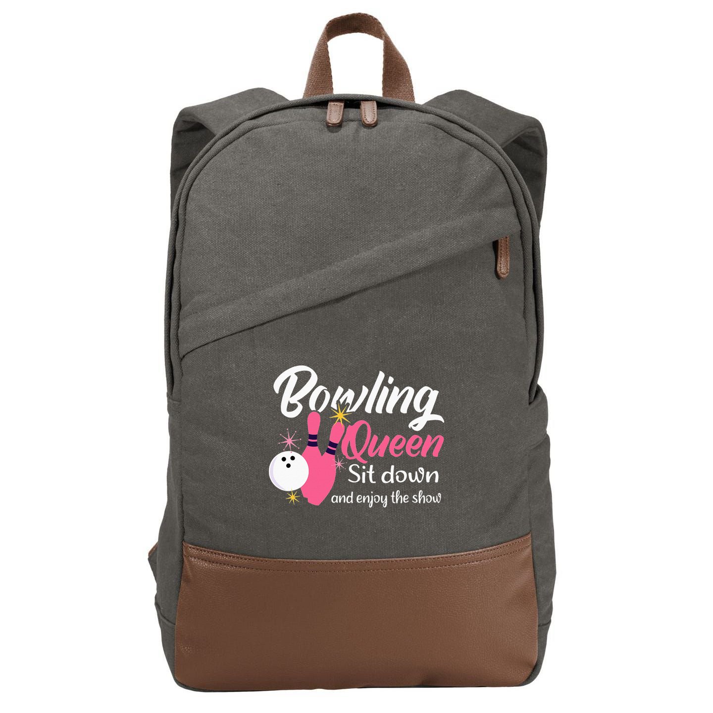 Bowling Queen, Funny Bowling Cotton Canvas Backpack