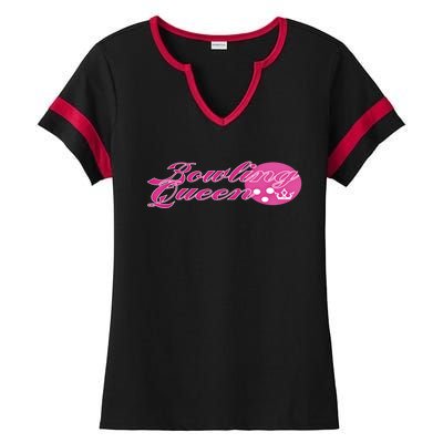 Bowling Queen Gift Ladies Halftime Notch Neck Tee