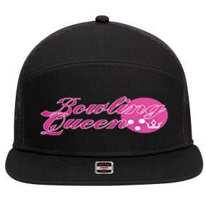 Bowling Queen Gift 7 Panel Mesh Trucker Snapback Hat