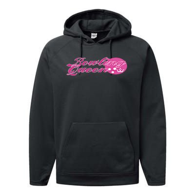 Bowling Queen Gift Performance Fleece Hoodie