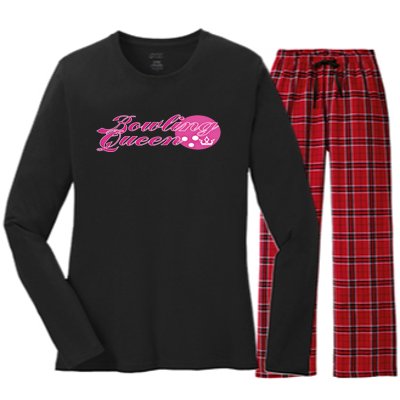 Bowling Queen Gift Women's Long Sleeve Flannel Pajama Set 