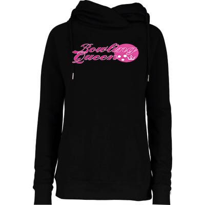 Bowling Queen Gift Womens Funnel Neck Pullover Hood