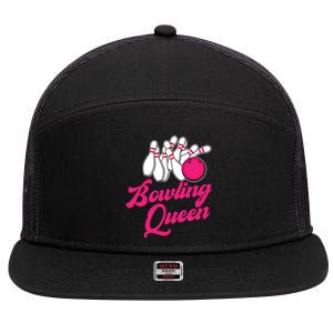 Bowling Queen Gift 7 Panel Mesh Trucker Snapback Hat