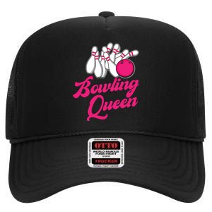 Bowling Queen Gift High Crown Mesh Back Trucker Hat