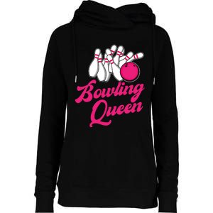 Bowling Queen Gift Womens Funnel Neck Pullover Hood