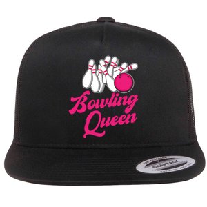 Bowling Queen Gift Flat Bill Trucker Hat