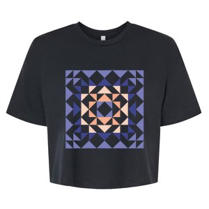 Barn Quilt Geometric Shapes Design In Peach And Lavender Bella+Canvas Jersey Crop Tee