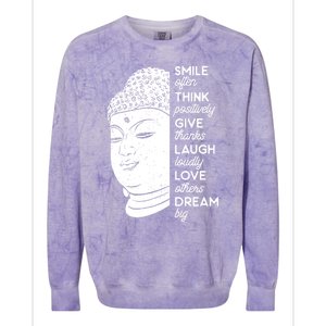 Buddha Quote Head Smile Often Yoga Cool Gift Colorblast Crewneck Sweatshirt